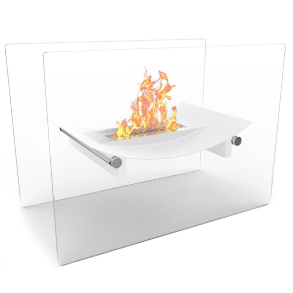 Regal Flame White Bow Ventless Free Standing Bio Ethanol Fireplace Can Be Used as a Indoor, Outdoor, Gas Log Inserts, Vent Free, Electric, Outdoor Fireplaces, Gel, Propane & Fire Pits