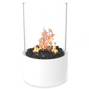 Regal Flame Eden Ventless Indoor Outdoor Fire Pit Tabletop Portable Fire Bowl Pot Bio Ethanol Fireplace in White - Realistic Clean Burning Like Gel Fireplaces, or Propane Firepits