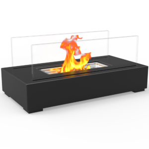 Regal Flame Utopia Ventless Indoor Outdoor Fire Pit Tabletop Portable Fire Bowl Pot Bio Ethanol Fireplace in Black - Realistic Clean Burning Like Gel Fireplaces, or Propane Firepits