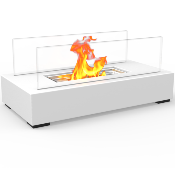 Regal Flame Utopia Ventless Indoor Outdoor Fire Pit Tabletop Portable Fire Bowl Pot Bio Ethanol Fireplace in White - Realistic Clean Burning Like Gel Fireplaces, or Propane Firepits