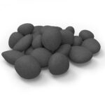 Regal Flame Set of 24 Light Weight Ceramic Fiber Gas Ethanol Electric Fireplace Pebbles in Black