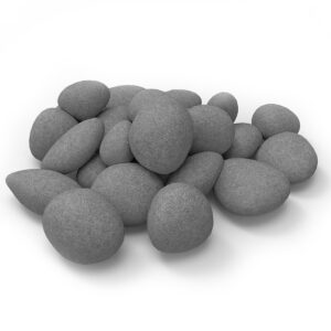 Regal Flame Set of 24 Light Weight Ceramic Fiber Gas Ethanol Electric Fireplace Pebbles in Gray