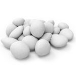 Regal Flame Set of 24 Light Weight Ceramic Fiber Gas Ethanol Electric Fireplace Pebbles in White