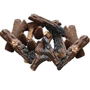 Regal Flame 18 Piece Petite Set of Ceramic Wood Gas Fireplace Logs Logs for All Types of Indoor, Gas Inserts, Ventless & Vent Free, Propane, Gel, Ethanol, Electric, or Outdoor Fireplaces & Fire Pits.