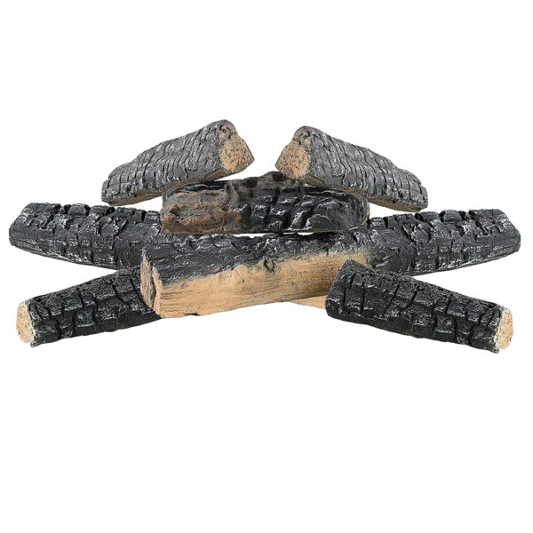Regal Flame 8 Piece Set Ceramic Wood Medium Gas Fireplace Logs Logs for All Types of Indoor, Gas Inserts, Ventless & Vent Free, Propane, Gel, Ethanol, or Outdoor Fireplaces & Fire Pits (Oak Wood)